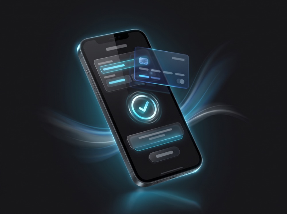 Celular con la validación de un pago con tarjeta